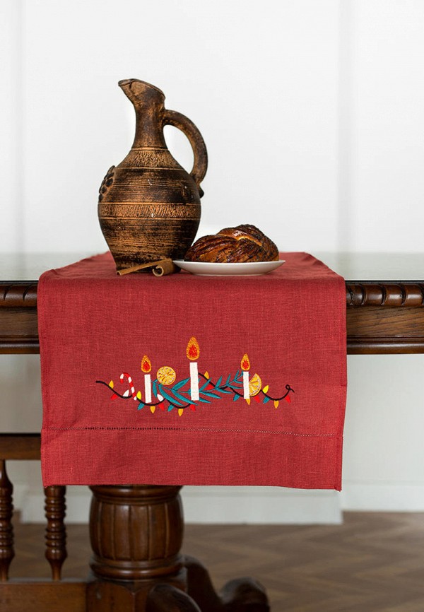 Bellehome Скатерть-дорожка - Рождественская сказка с вышивкой 40х160 хлопок/лен - фото 1