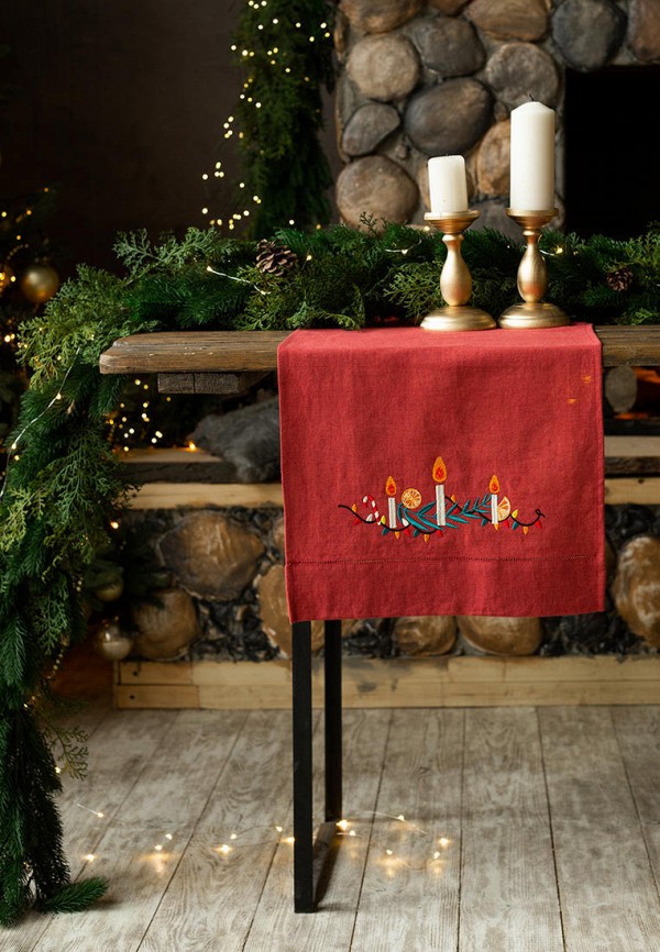 Bellehome Скатерть-дорожка - Рождественская сказка с вышивкой 40х160 хлопок/лен - фото 5
