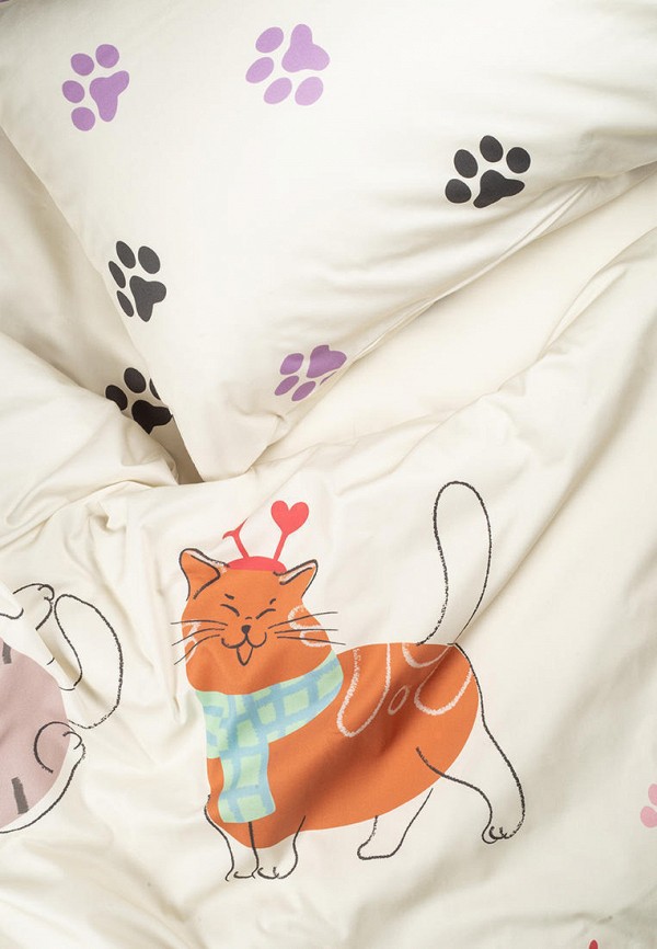 Bellehome Постельное белье детское - Котики&лапки, сатин, пододеяльник на молнии - фото 4