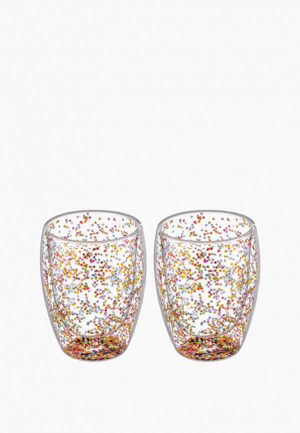 Elan Gallery Набор стаканов - 2х350 мл 9х9х11,5 см Crystal glass с двойными стенками и декором из глиттера - фото 5