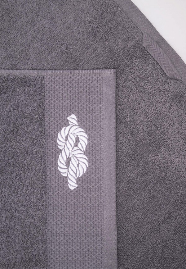 Bellehome Полотенца 3 шт. - Антрацит Верфь махровые с вышивкой - фото 3