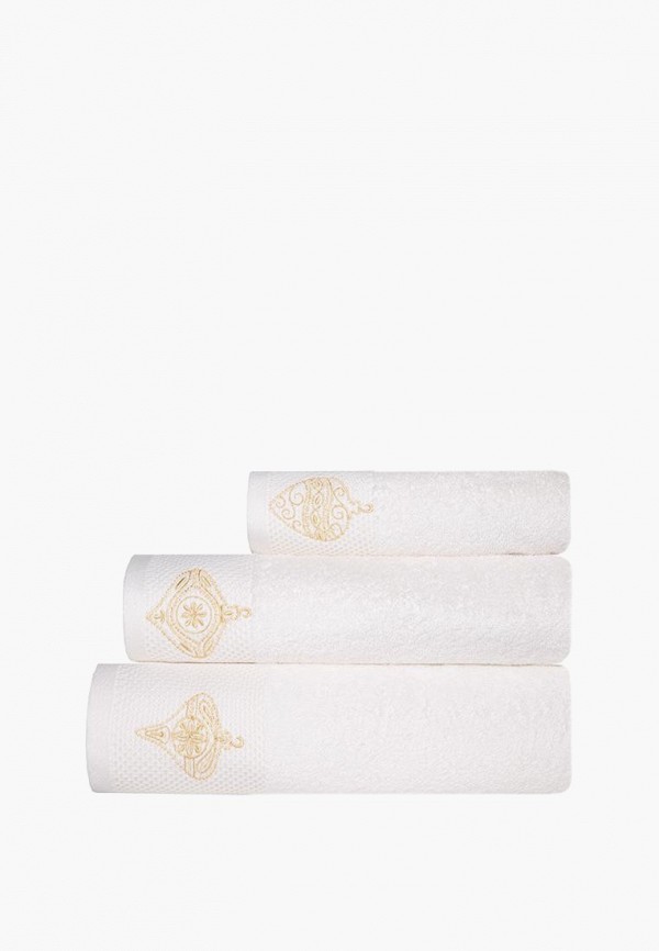 Bellehome Полотенца 3 шт. - Айвори Ёлочные игрушки махровые с вышивкой - фото 1