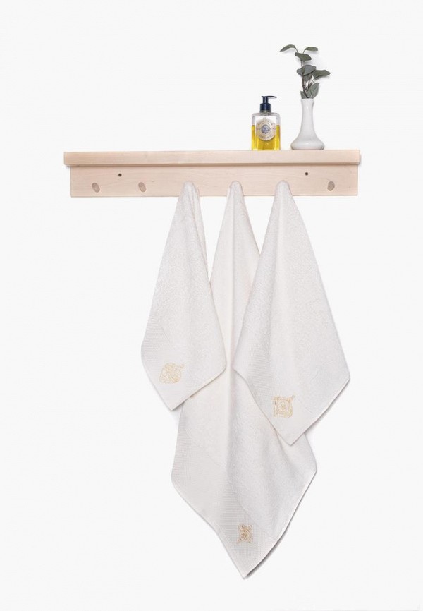 Bellehome Полотенца 3 шт. - Айвори Ёлочные игрушки махровые с вышивкой - фото 2