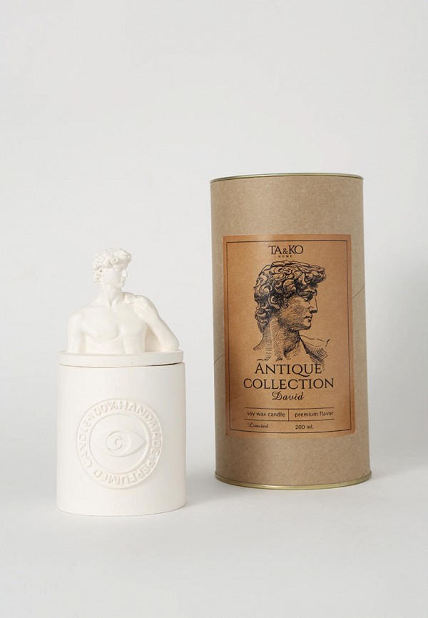 Ta&Ko Home Свеча ароматическая - "Давид" Клубника в шоколаде, деревянный фитиль - фото 1