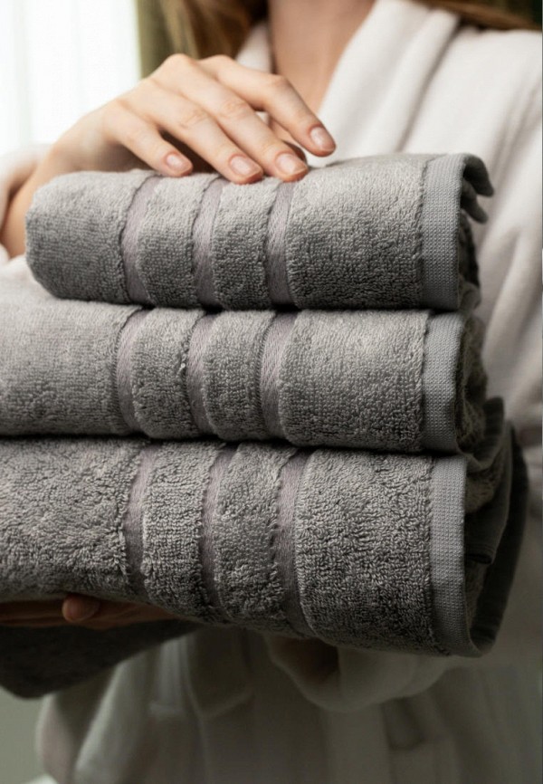 Bellehome Полотенца 3 шт. - бамбук Акито Антрацит 50х70 + 50х100 + 70х140 - фото 2