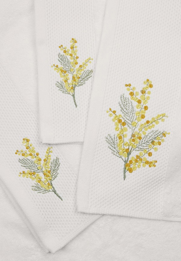 Bellehome Полотенца 3 шт. - Айвори Мимоза с вышивкой - фото 6