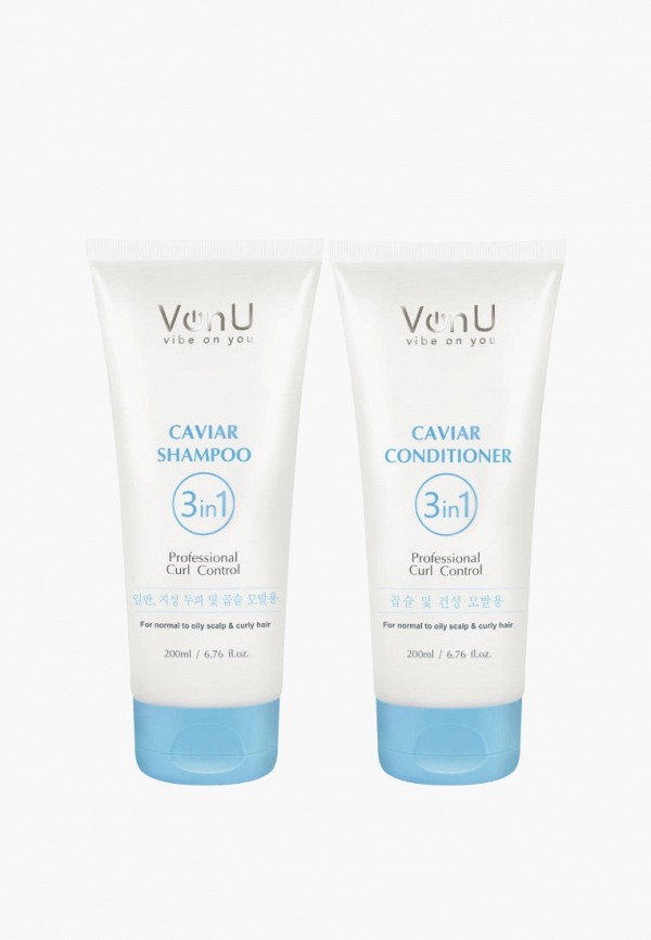 Von U Набор для ухода за волосами - подарочный корейский / Для сухих, кудрявых и вьющихся волос / Шампунь 200 мл + Кондиционер 200 мл / Caviar - фото 1