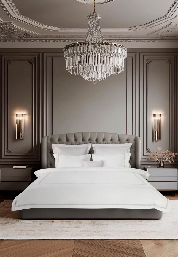 Bellehome Постельное белье Евро - Ноктюрн Silver, сатин-премиум  300 ТС - фото 2