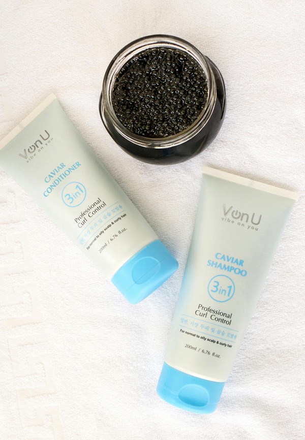 Von U Набор для ухода за волосами - подарочный корейский / Для сухих, кудрявых и вьющихся волос / Шампунь 200 мл + Кондиционер 200 мл / Caviar - фото 2
