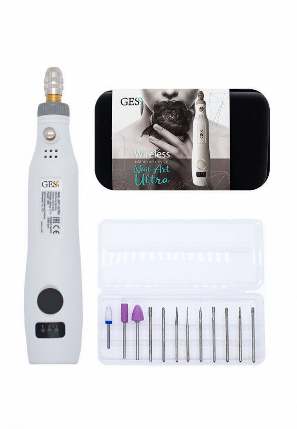 Gess Аппарат для маникюра и педикюра - беспроводной, с 12 насадками - фото 1
