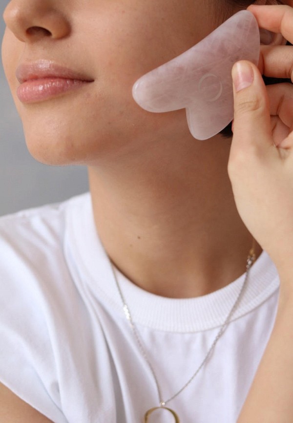 Quarz Скребок гуаша - для массажа лица, из розового кварца - фото 6