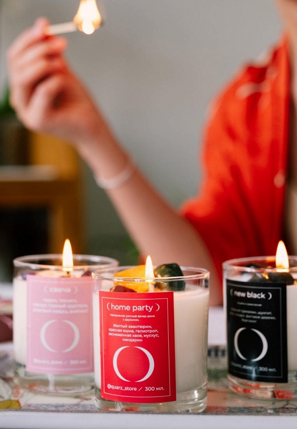 Quarz Свеча ароматическая - HOME PARTY / ДОМАШНЯЯ ВЕЧЕРИНКА с кристаллами, 300 мл - фото 2