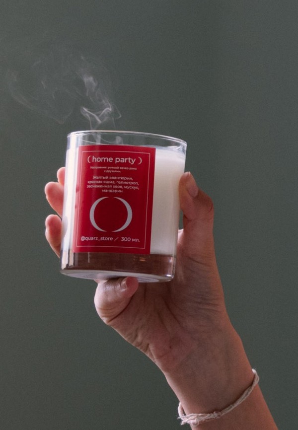 Quarz Свеча ароматическая - HOME PARTY / ДОМАШНЯЯ ВЕЧЕРИНКА с кристаллами, 300 мл - фото 3