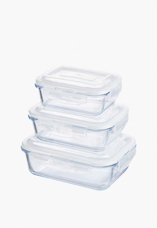 Elan Gallery Набор контейнеров для хранения продуктов - 360 мл, 600 мл, 1000 мл с пластиковыми крышками с силиконовыми уплотнителями, крышки с защелками - фото 2