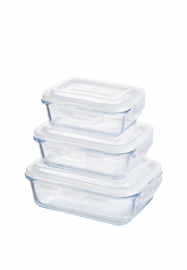 Elan Gallery Набор контейнеров для хранения продуктов - 360 мл, 600 мл, 1000 мл с пластиковыми крышками с силиконовыми уплотнителями, крышки с защелками - фото 1