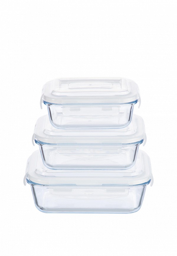 Elan Gallery Набор контейнеров для хранения продуктов - 360 мл, 600 мл, 1000 мл с пластиковыми крышками с силиконовыми уплотнителями, крышки с защелками - фото 4