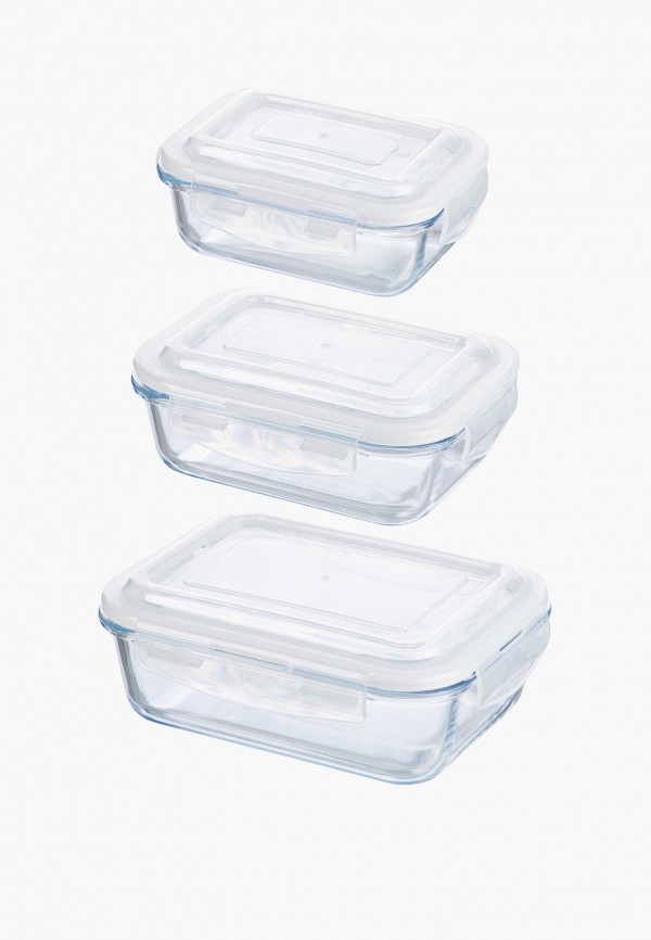 Elan Gallery Набор контейнеров для хранения продуктов - 360 мл, 600 мл, 1000 мл с пластиковыми крышками с силиконовыми уплотнителями, крышки с защелками - фото 5