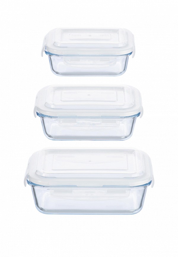 Elan Gallery Набор контейнеров для хранения продуктов - 360 мл, 600 мл, 1000 мл с пластиковыми крышками с силиконовыми уплотнителями, крышки с защелками - фото 5