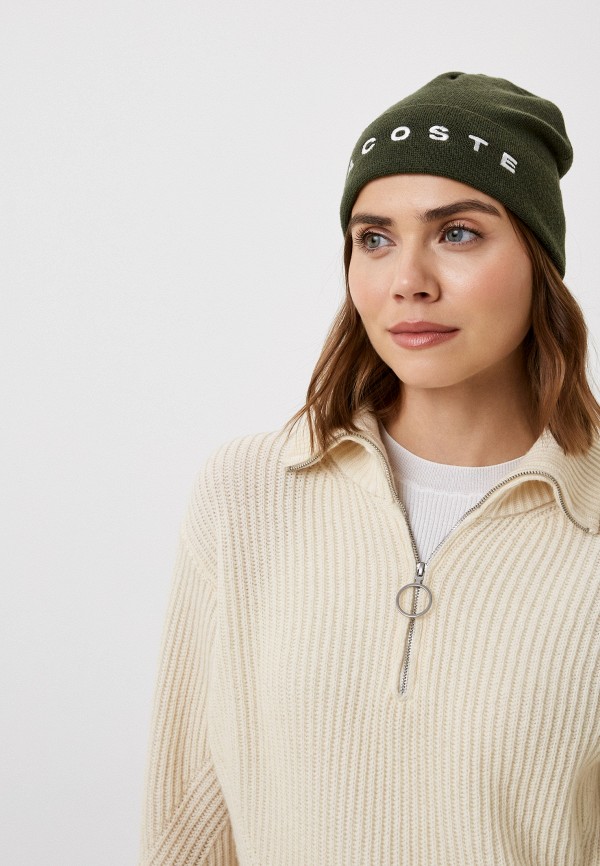 Шапка Lacoste, цвет: хаки, MP002XU0CWEV — купить в интернет-магазине Lamoda