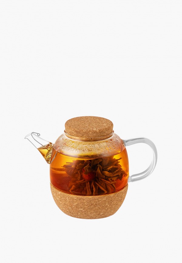 Elan Gallery Чайник заварочный - 800 мл 19,5х12х13,5 см с ситом Crystal glass с пробковой крышкой - фото 3