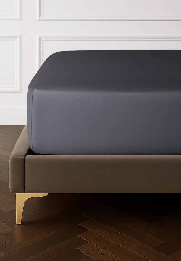 Bellehome Простыня Евро - на резинке Стефания Graphite 200х200х30 сатин - фото 1