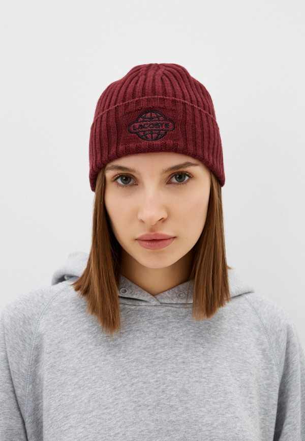 Шапка Lacoste, цвет: бордовый, MP002XU0CZG9 — купить в интернет ...