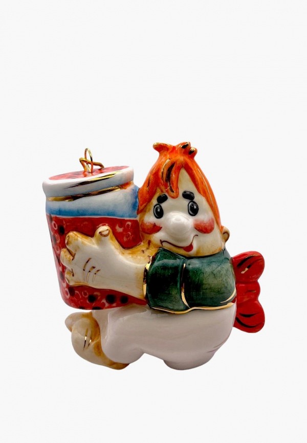 Игрушка елочная Лефортовский фарфор Карлсон с открытыми глазами, цвет ...
