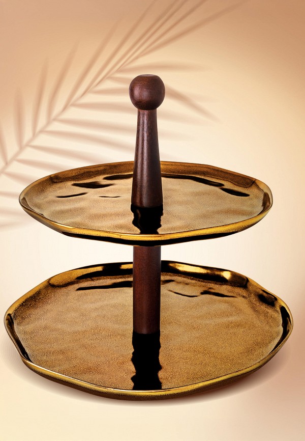 Elan Gallery Блюдо сервировочное - 2-х ярусное 24,5х24,5х24 см Бронза - фото 3