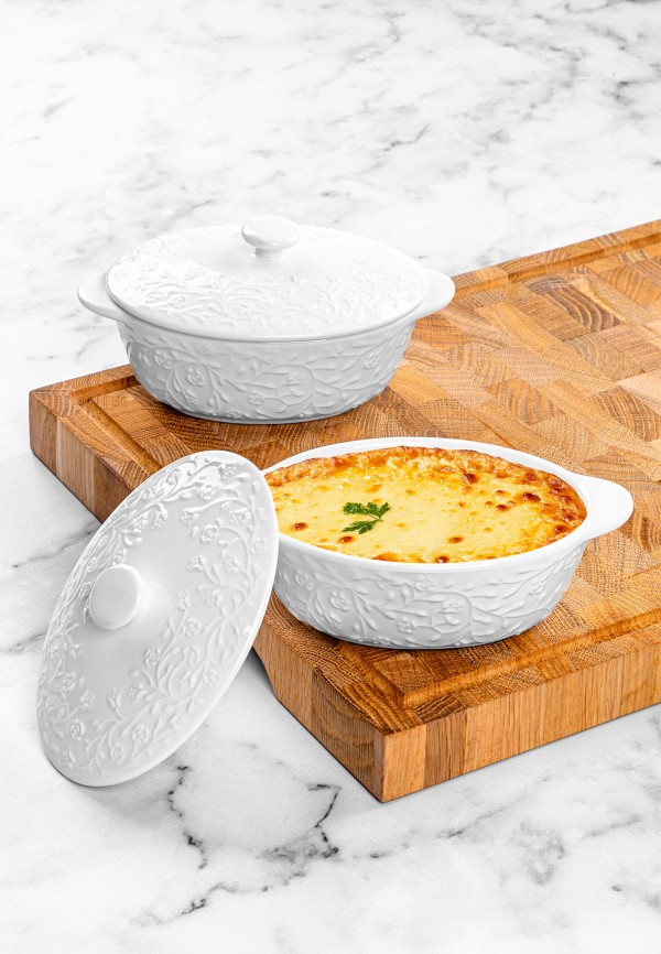 Elan Gallery Набор форм для запекания - 2х250 мл 16х10х8 см Веточки-цветочки, с крышками - фото 3