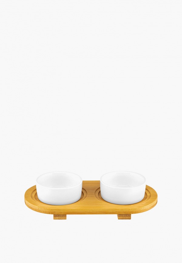 Elan Gallery Набор из сервировочной доски и соусников - 2х60 мл 22х11х9,5 см Айсберг со стеклянными крышками, на деревянной подставке - фото 6