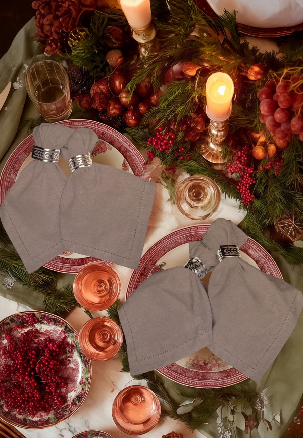 Bellehome Комплект салфеток сервировочных - Orchid smoke однотонные 4 шт. хлопок/лен - фото 2