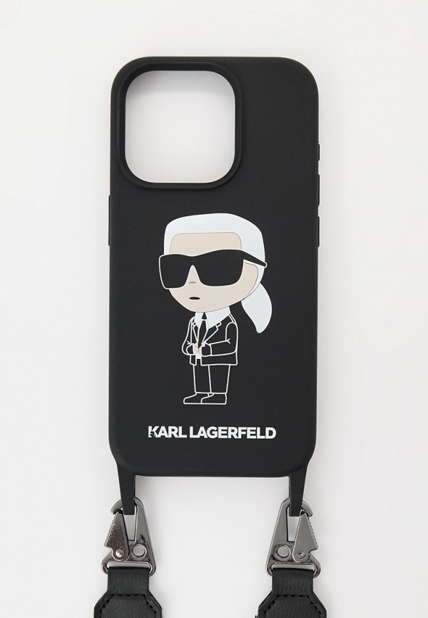 Karl Lagerfeld Чехол для iPhone - 15 Pro, с ремешком кросс-боди, с покрытием Soft touch - фото 1