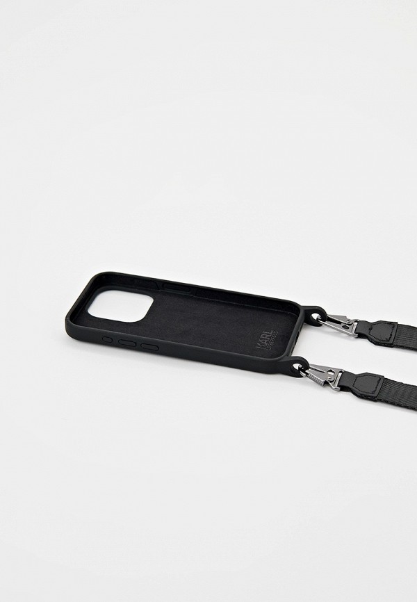 Karl Lagerfeld Чехол для iPhone - 15 Pro, с ремешком кросс-боди, с покрытием Soft touch - фото 4