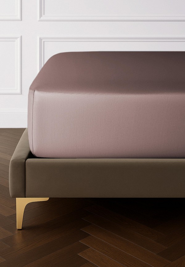 Bellehome Простыня 1,5-спальная - на резинке Стефания Mokko 120х200х30 сатин - фото 1