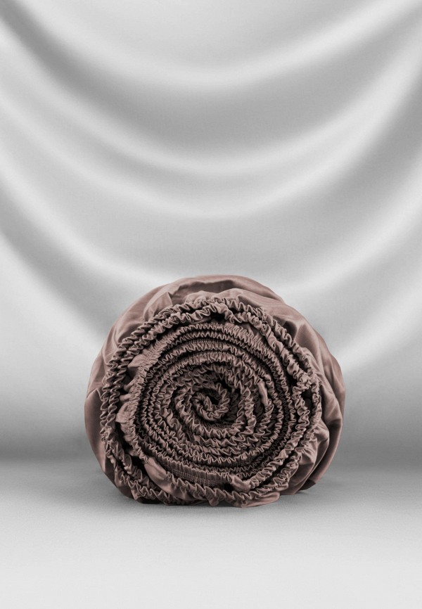 Bellehome Простыня 1,5-спальная - на резинке Стефания Mokko 120х200х30 сатин - фото 2