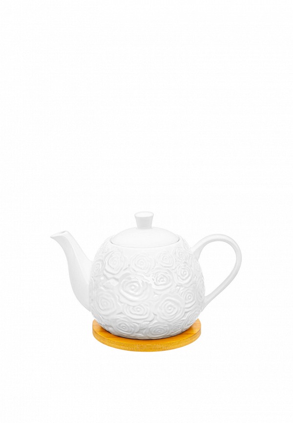 Elan Gallery Чайник заварочный - 900 мл 21,5х13,5х14,5 см Розы на деревянной подставке - фото 1