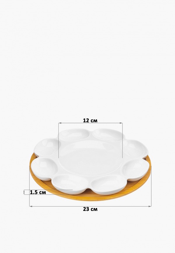 Elan Gallery Блюдо сервировочное - для яиц 23х23х1,5 см Айсберг, на бамбуковой подставке - фото 2