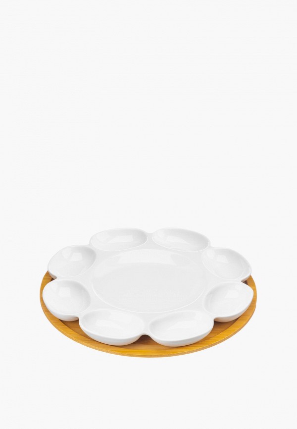 Elan Gallery Блюдо сервировочное - для яиц 23х23х1,5 см Айсберг, на бамбуковой подставке - фото 5