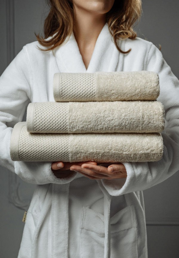 Bellehome Полотенца 3 шт. - махровые Экрю 50х70 + 50х100 + 70х140 - фото 2