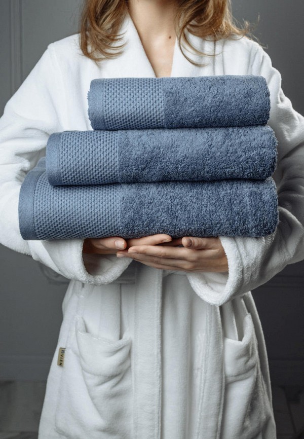Bellehome Полотенца 3 шт. - махровые Деним 50х70 + 50х100 + 70х140 - фото 2