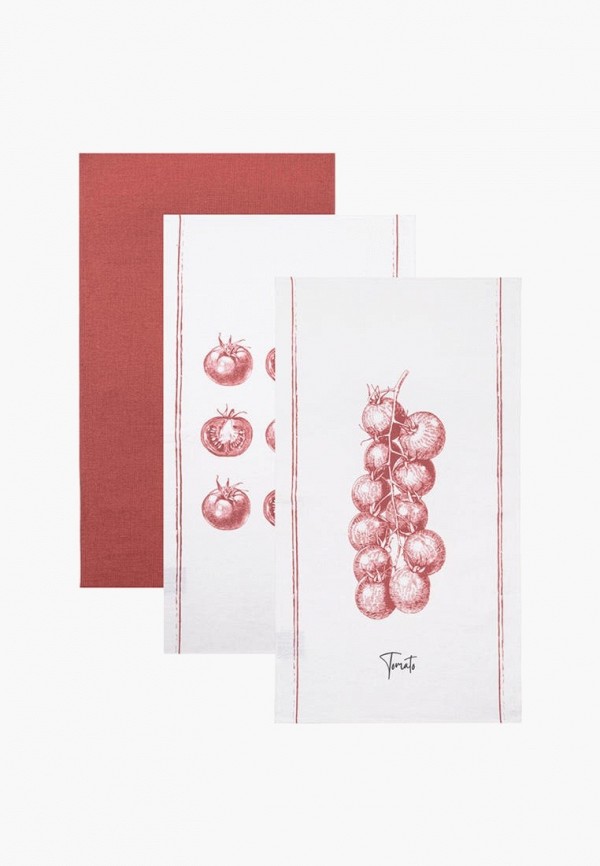 Bellehome Комплект кухонных полотенец - , Tomato лен хлопок принт 40х70 см 3шт. - фото 1