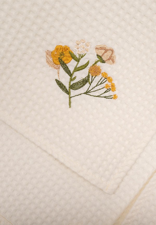 Bellehome Комплект кухонных полотенец - вафельных Early spring с вышивкой 50х70 2 шт - фото 4