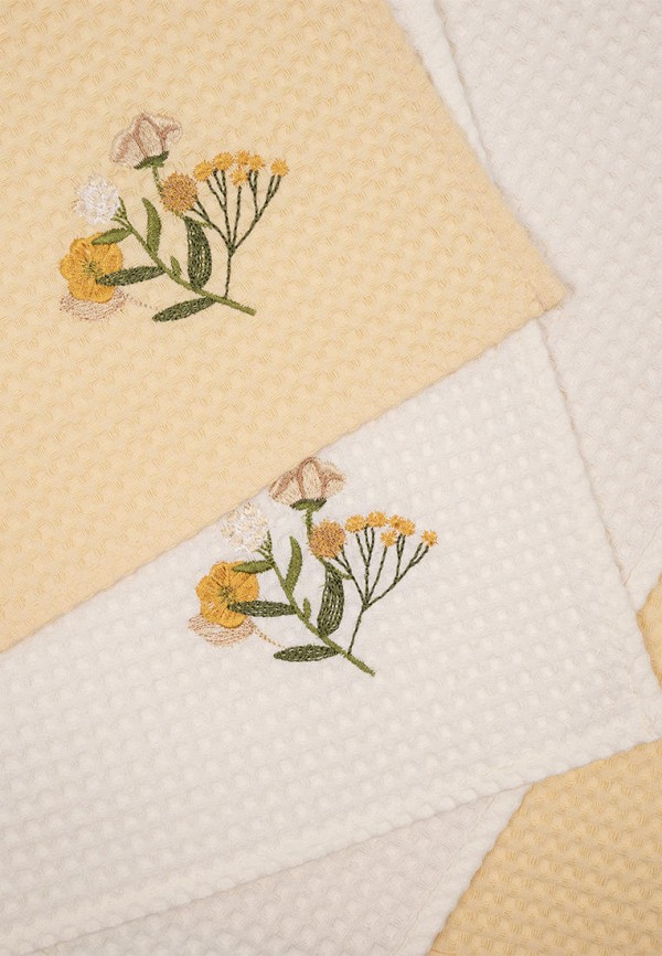 Bellehome Комплект кухонных полотенец - вафельных Early spring с вышивкой 50х70 2 шт - фото 2