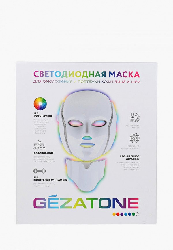 LED-маска для лица и шеи Gezatone светодиодная, с омолаживающим ...