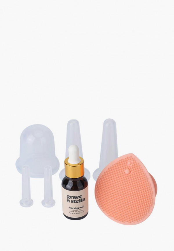 Grace and Stella Набор для ухода за лицом - вакуумные массажные баночки 5 шт, масло и щетка, 184 г - фото 2