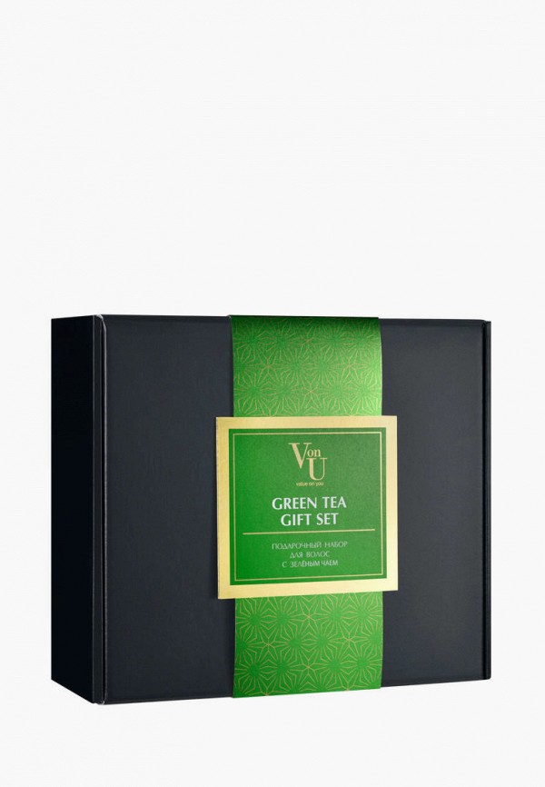 Von U Набор для ухода за волосами - подарочный корейский / Для окрашенных и натуральных волос / Шампунь 200 мл + Кондиционер 200 мл + Расческа+ Полотенце / Green Tea Gift Set - фото 2