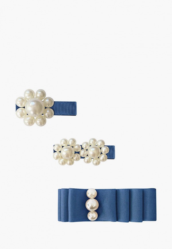 Milledeux Заколки 3 шт. - коллекция Pearl Grosgrain, дымчатый синий - фото 1