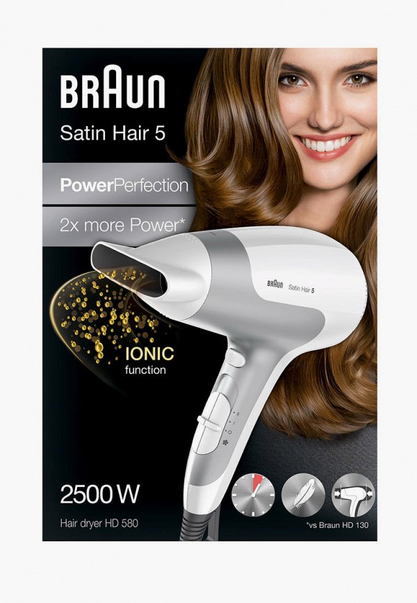 Фен Braun для волос с ионизацией Satin Hair 5 HD580 для укладки, цвет ...