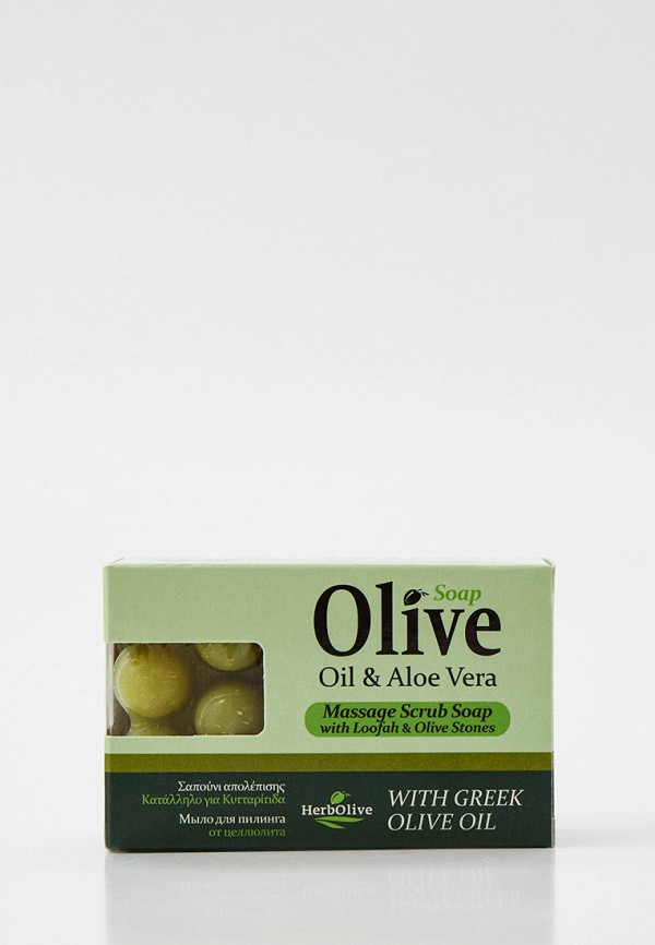HerbOlive Мыло твердое - массажное для пилинга с алоэ-вера против целлюлита, 100 г - фото 1