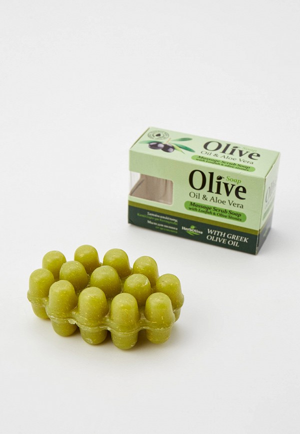 HerbOlive Мыло твердое - массажное для пилинга с алоэ-вера против целлюлита, 100 г - фото 2